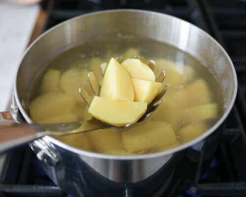 boiling potatoes in pot