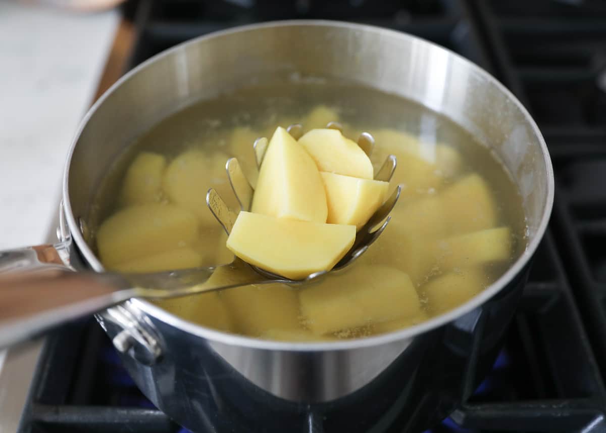 boiling potatoes in pot