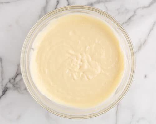 cheesecake filling in glass bowl