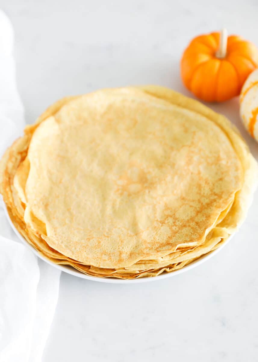 stack of pumpkin crepes