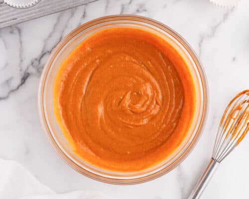 pumpkin batter in bowl
