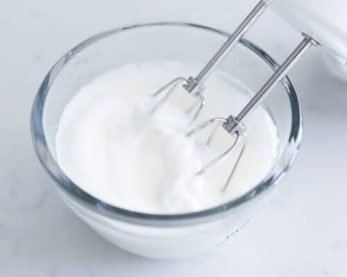 mixing egg whites with beater