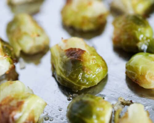 roasted brussel sprouts on pan
