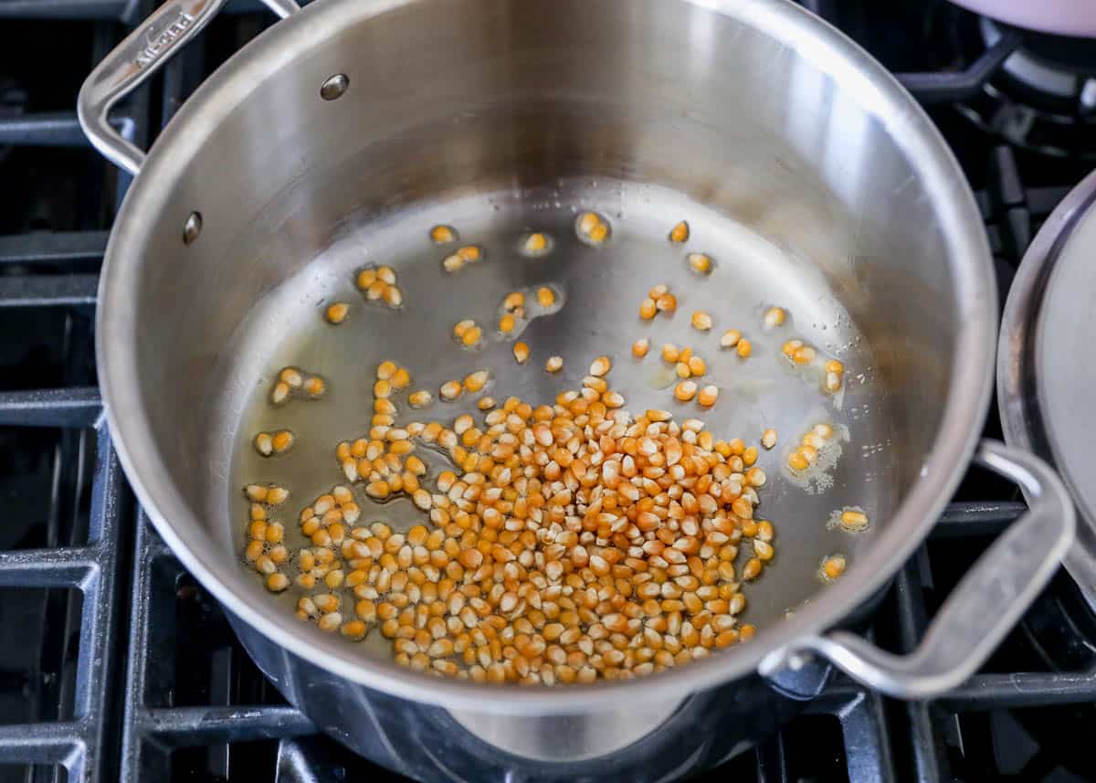 popcorn kernels in pot