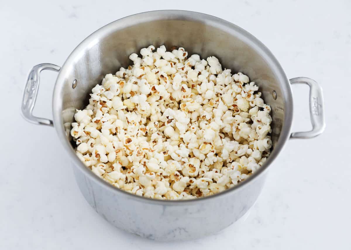 popcorn in pot on counter