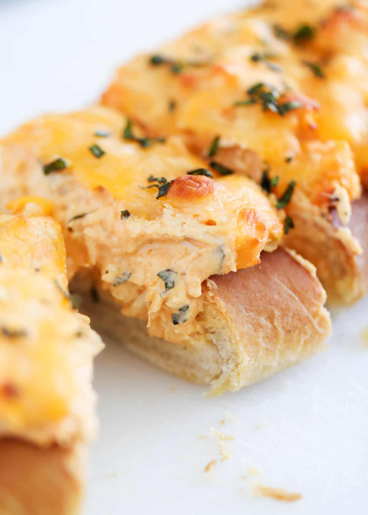 Buffalo Chicken Stuffed French Bread - I Heart Naptime