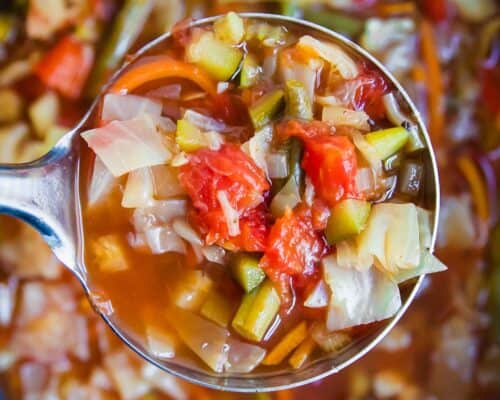 ladle full of cabbage soup