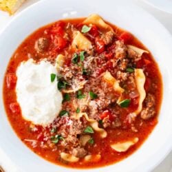 Crockpot lasagna soup with ricotta.