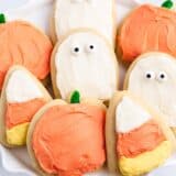 halloween sugar cookies on white plate