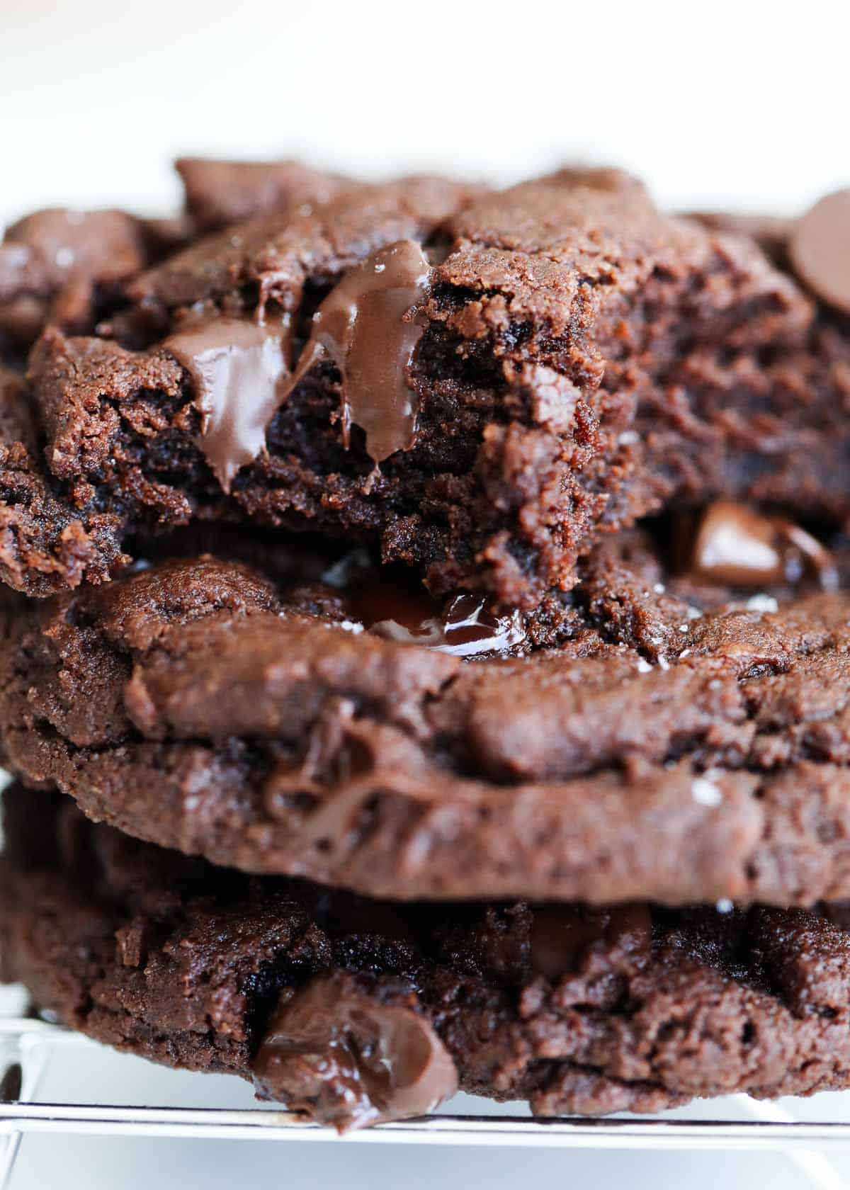 Stack of brownie cookies.