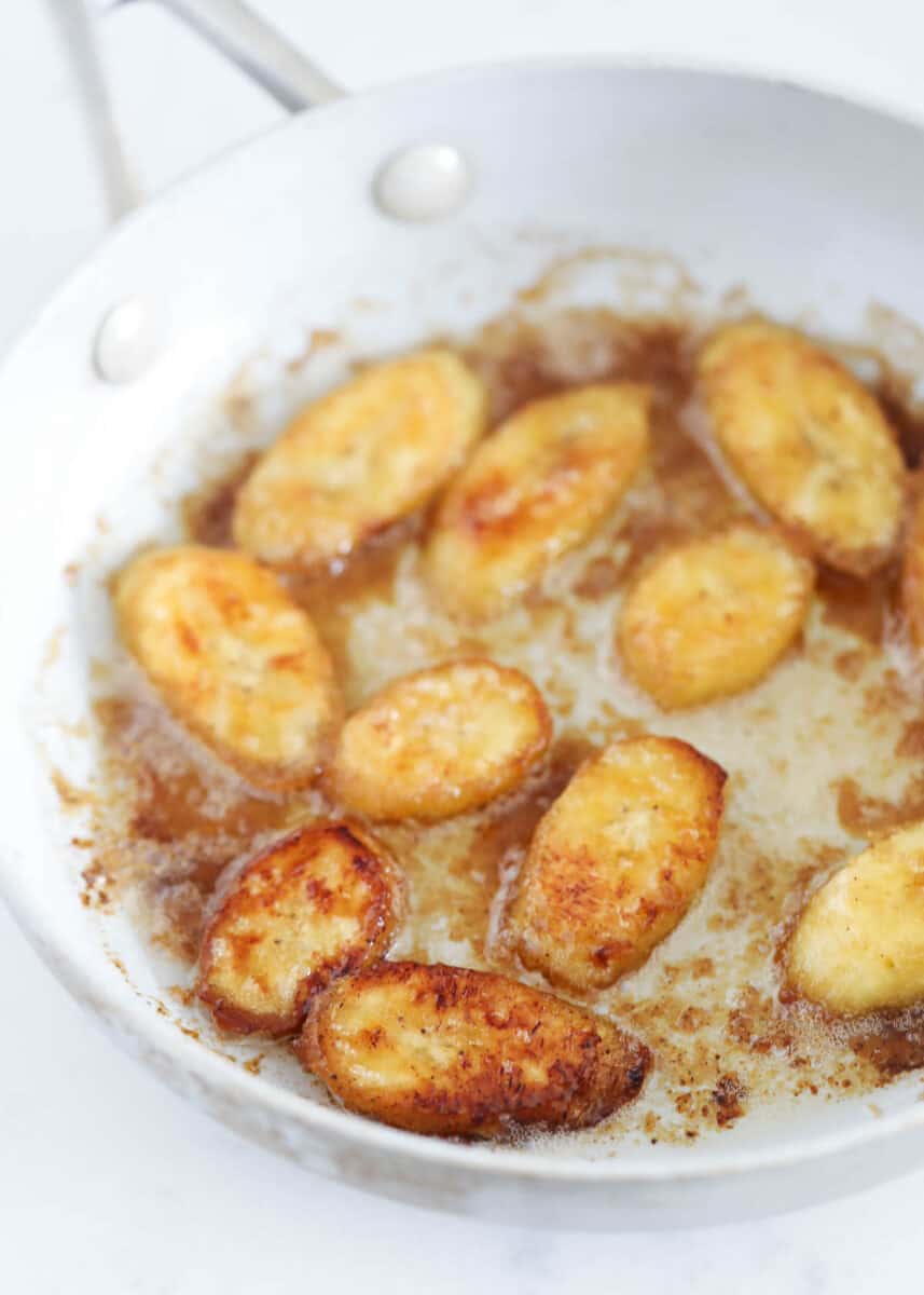 caramelized bananas in skillet