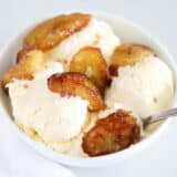 caramelized bananas in ice cream bowl