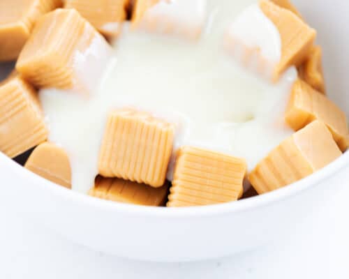 caramels and cream in bowl