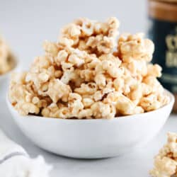 cookie butter popcorn in bowl