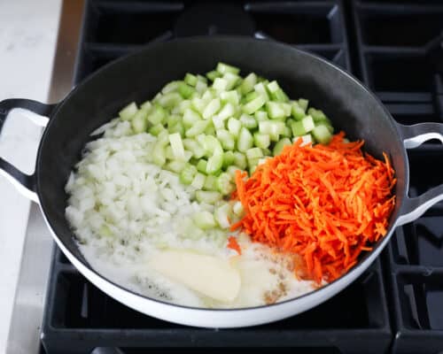 carrots and celery in skillet