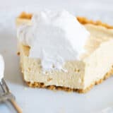 slice of eggnog pie on white plate