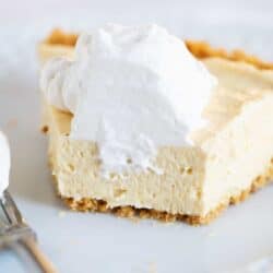 slice of eggnog pie on white plate