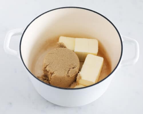 butter and brown sugar in pot