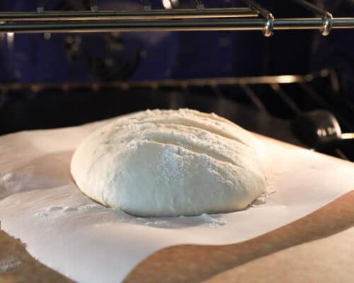 baking artisan bread in oven