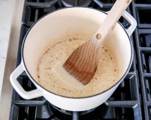 cooking a roux in a pot