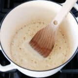 cooking roux in a white pot