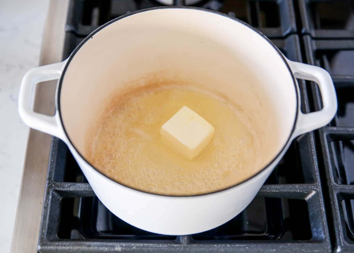 melting butter in a pot