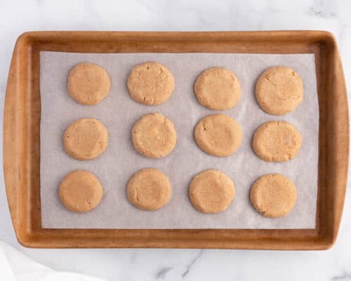 peanut butter cookies on baking sheet