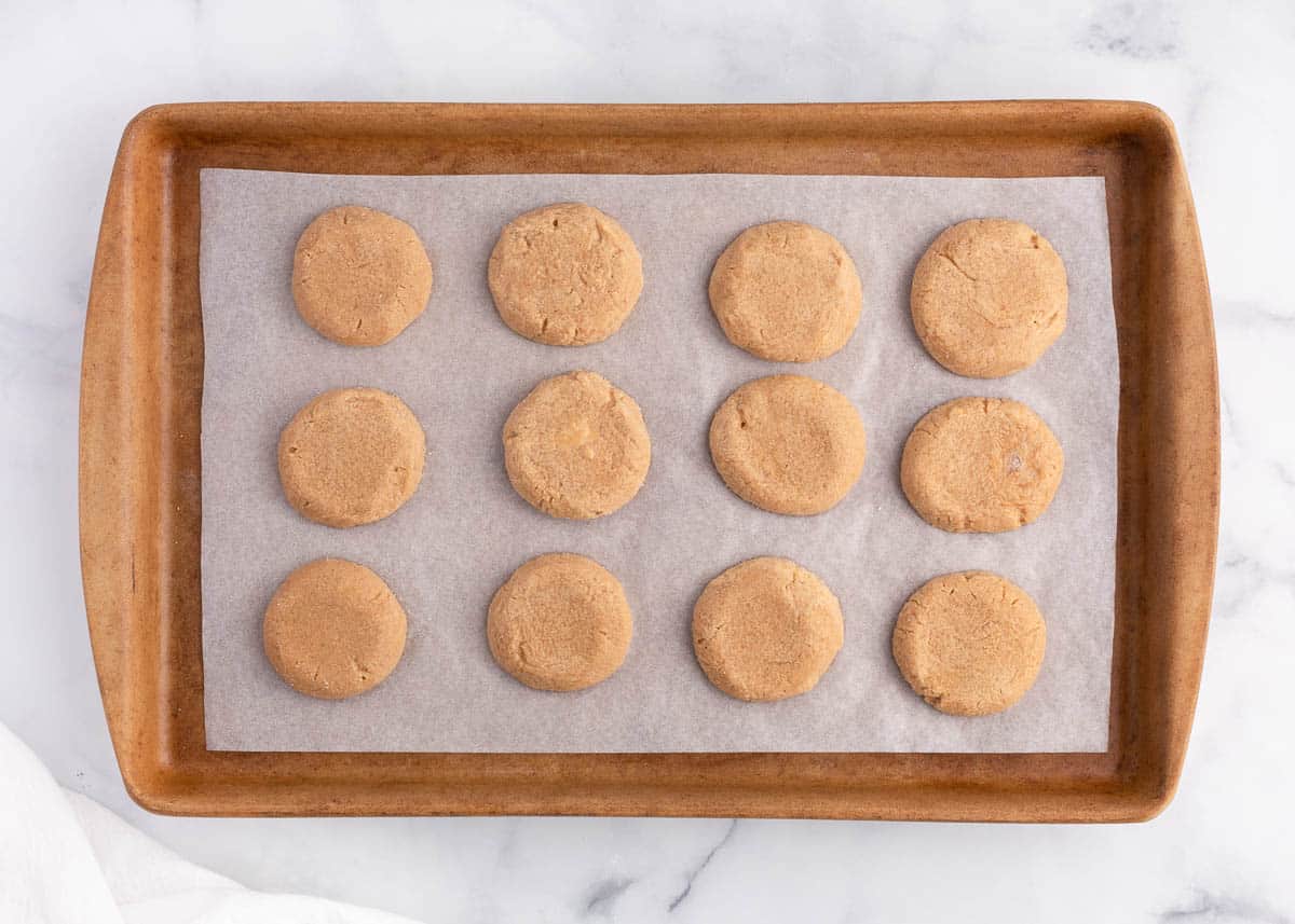 peanut butter cookies on baking sheet