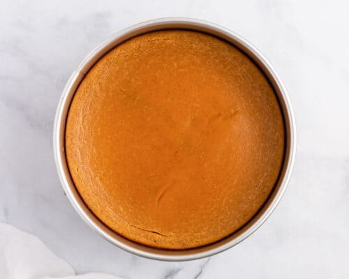 pumpkin cheesecake in circle pan