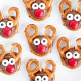 rolo reindeer pretzels on white surface