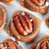 rolo pretzel turtle with pecan on top