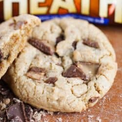 toffee cookie on cutting board