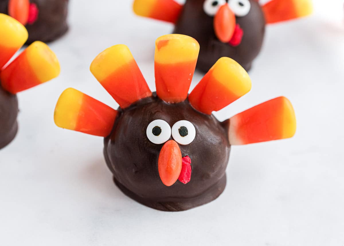 Turkey oreo ball on counter.