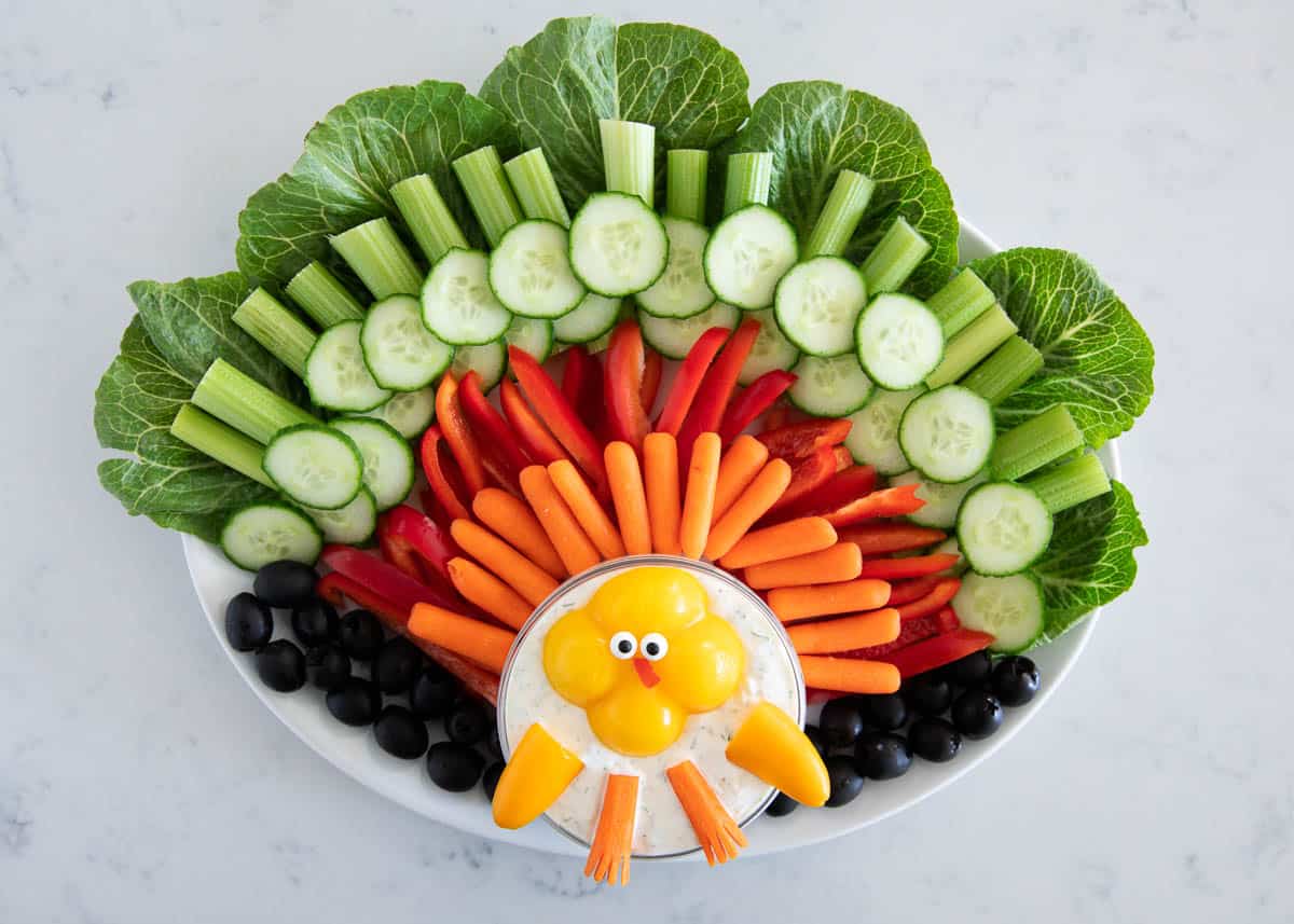 turkey veggie tray on counter