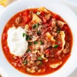 Crockpot lasagna soup with ricotta.