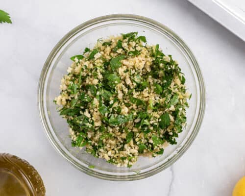 parsley and breadcrumbs in a bowl