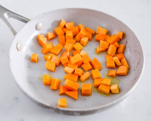 cooking butternut squash in skillet