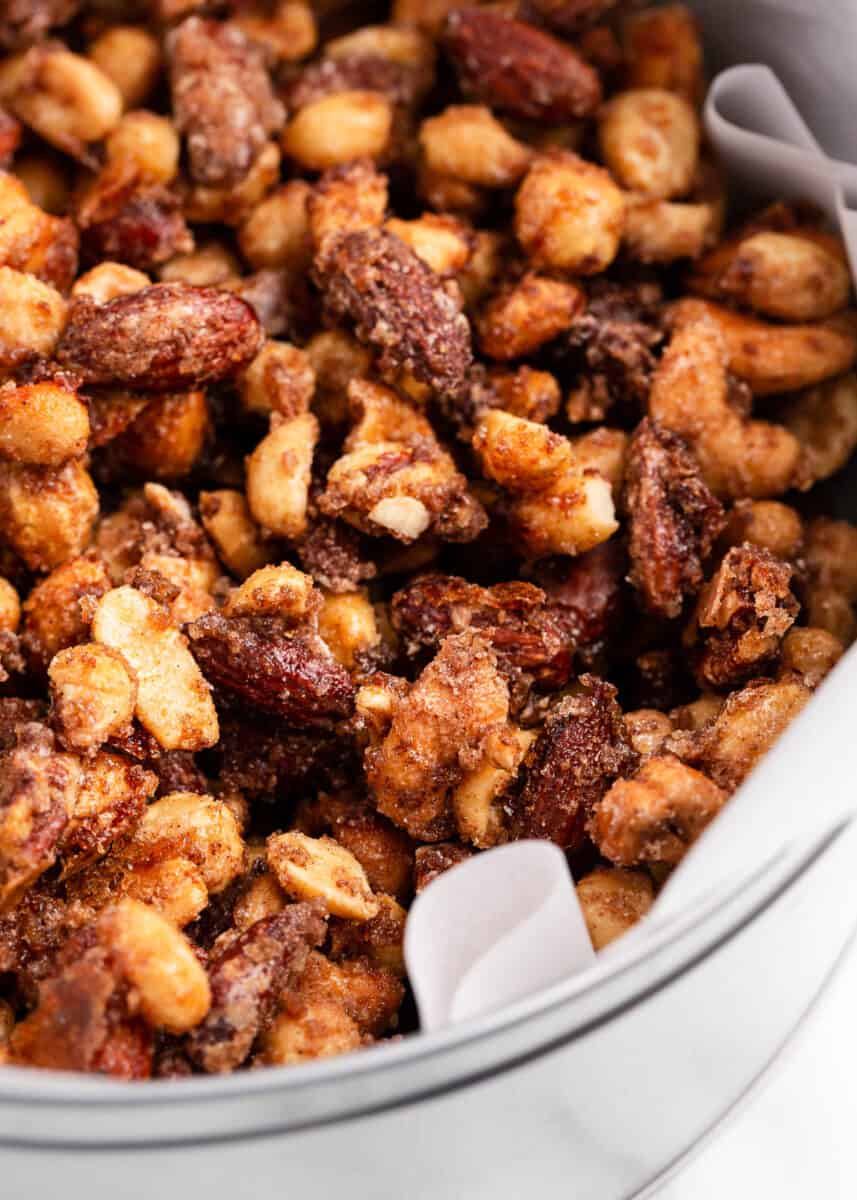 candied mixed nuts in tin can