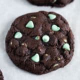 mint chip chocolate cookie on pan
