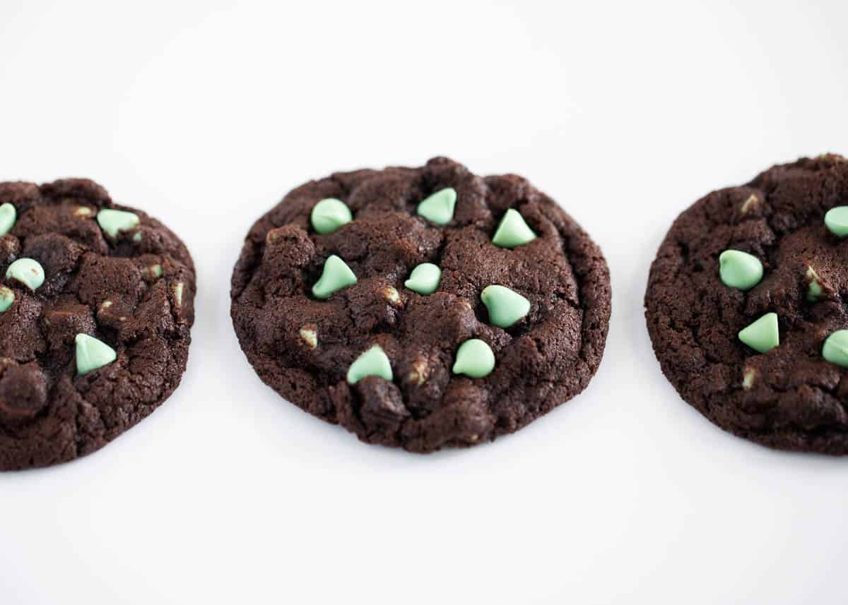 chocolate cookies with mint chips