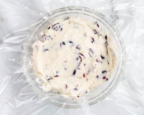 wrapping cream cheese mixture in plastic
