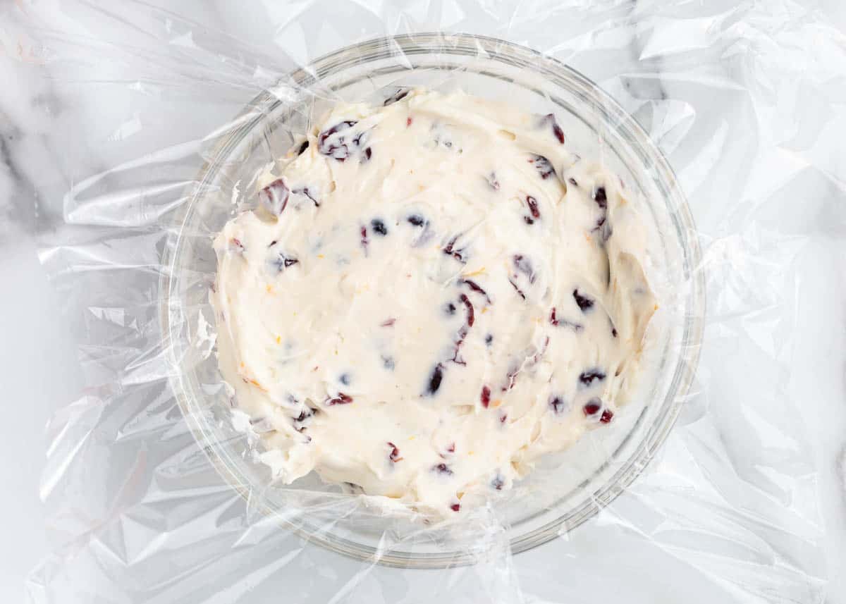 wrapping cream cheese mixture in plastic