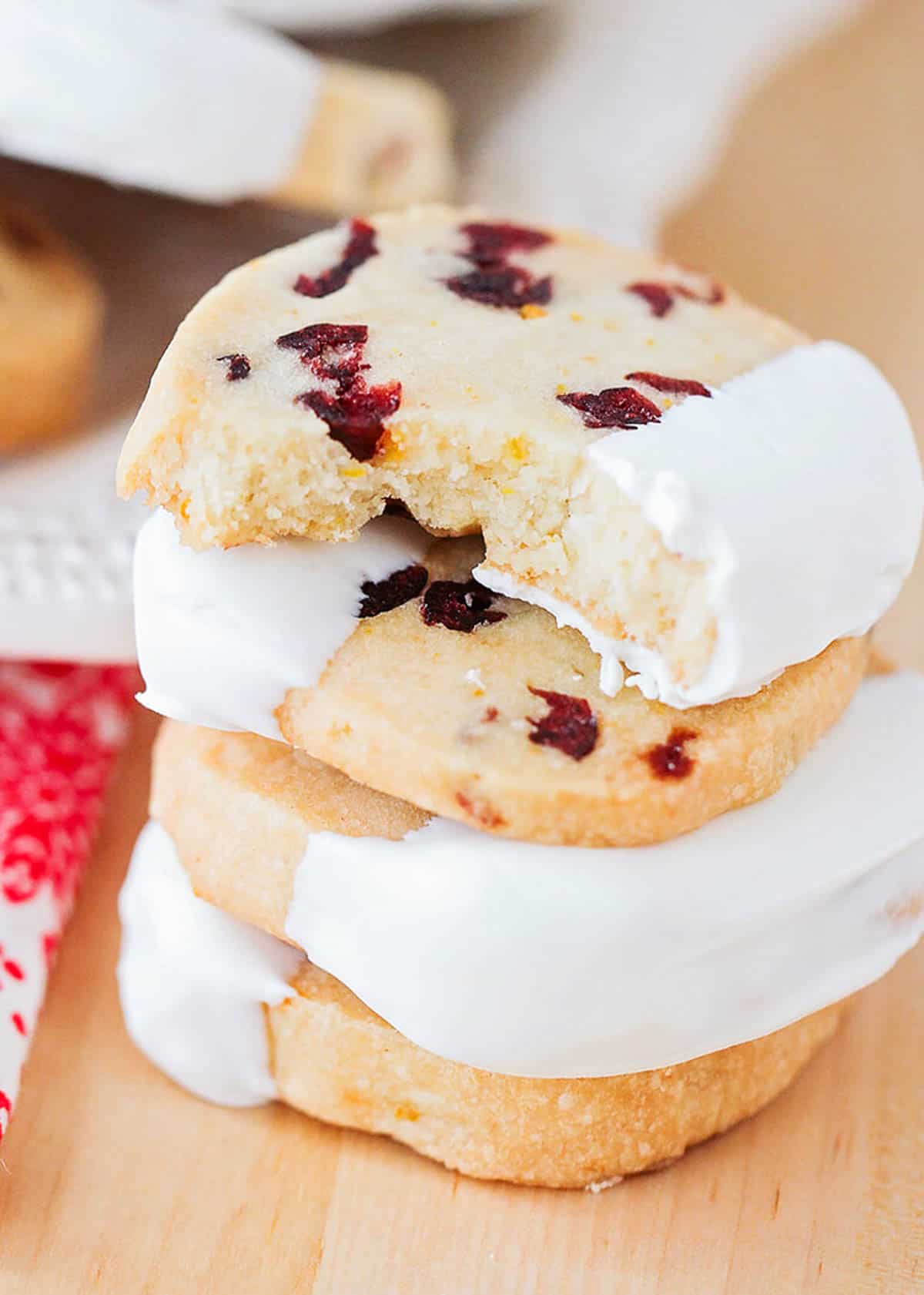 Stack of cranberry orange cookies.