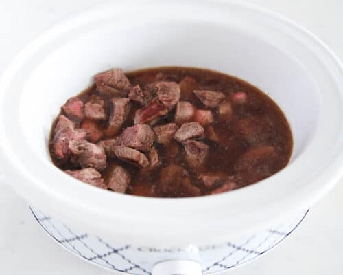 beef and broth in crockpot