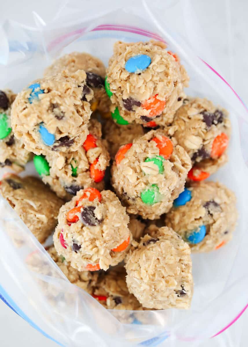 cookie dough balls in a bag