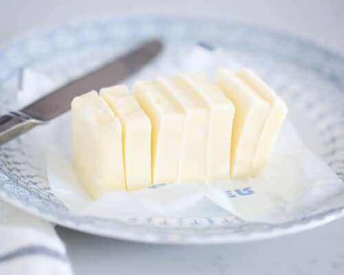 sliced butter on plate