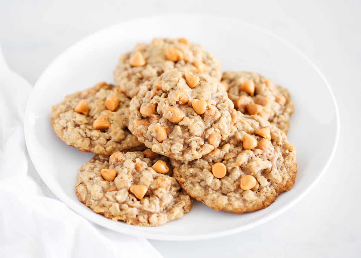 oatmeal butterscotch cookies on plate