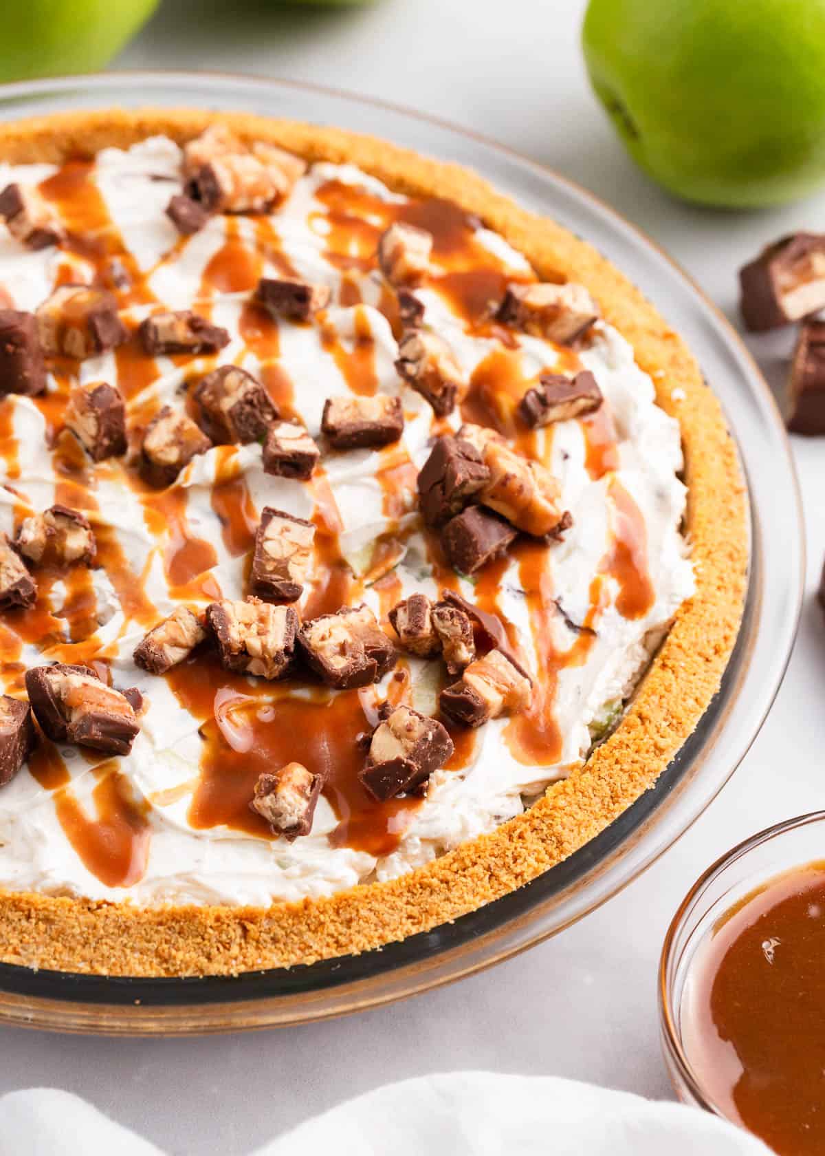 snickers pie on counter top