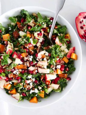 kale salad with apples and butternut squash