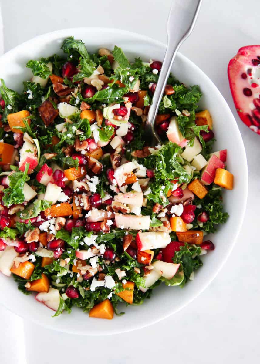 kale salad with apples and butternut squash